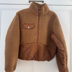 FRAME Cropped Brown Sherpa Jacket